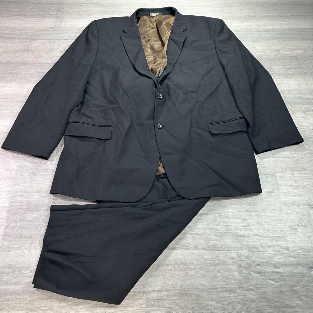Caravelli Suit Mens 50R Jacket 46x25 Pants Black 2 Piece‎ Notch Lapel Formal